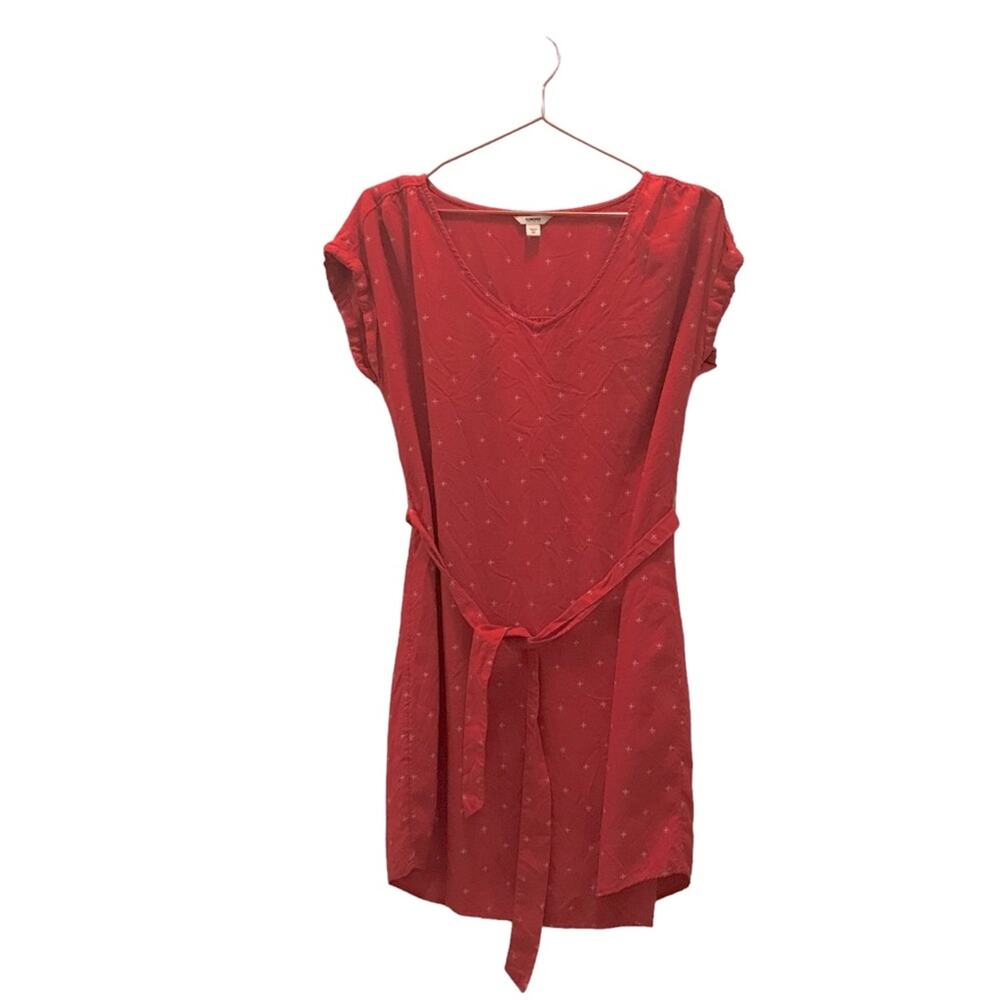 Sonoma Coral Pink Polka Dot design Belted Dress - Size Medium